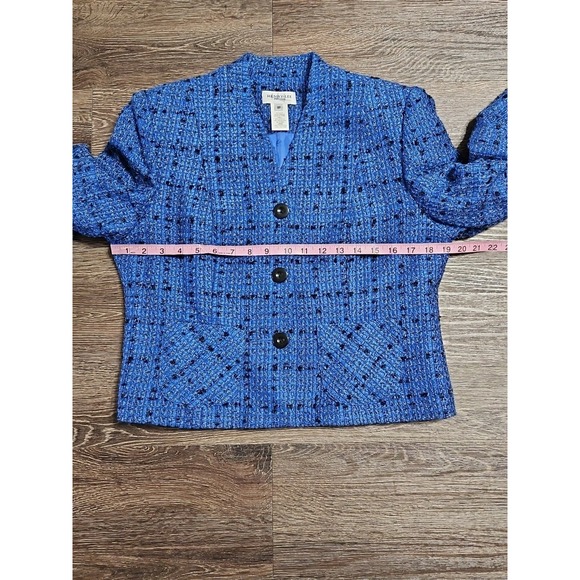 Vintage Henry Lee Women's 8 Petite Tweed Skirt Suit Set Blue Carrer Office - Picture 7 of 16